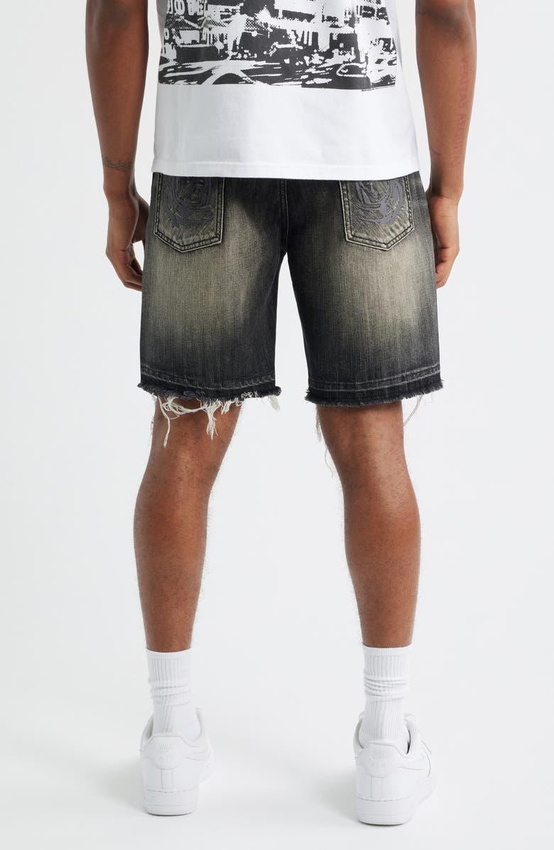 Billionaire Boys Club BB Cadet Crater Black Distressed Cutoff Denim Shorts, Alternate, color, Crater Black