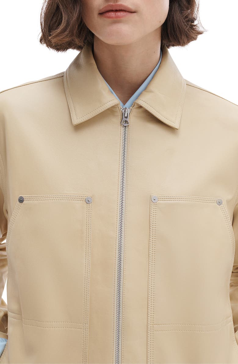 rag & bone Sid Leather Jacket, Alternate, color, Pale Yellow