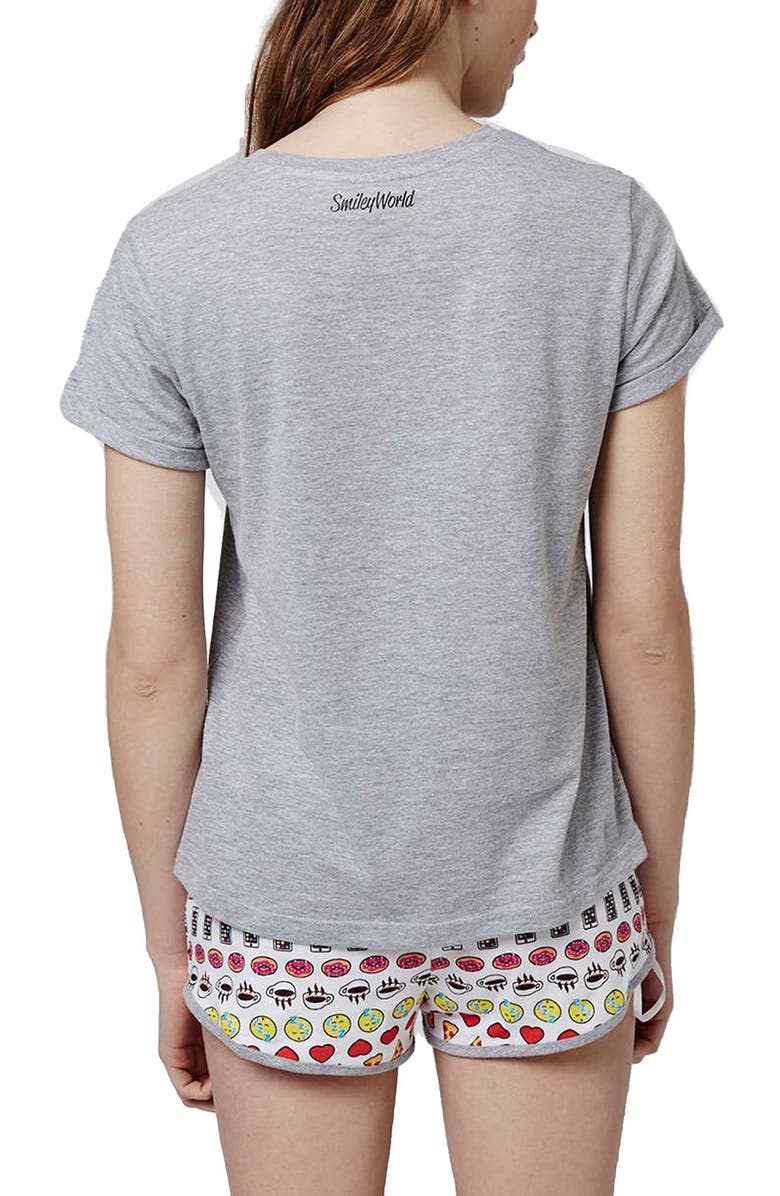 Topshop 'To-Do List - Emoji' Pajamas, Alternate, color, 
