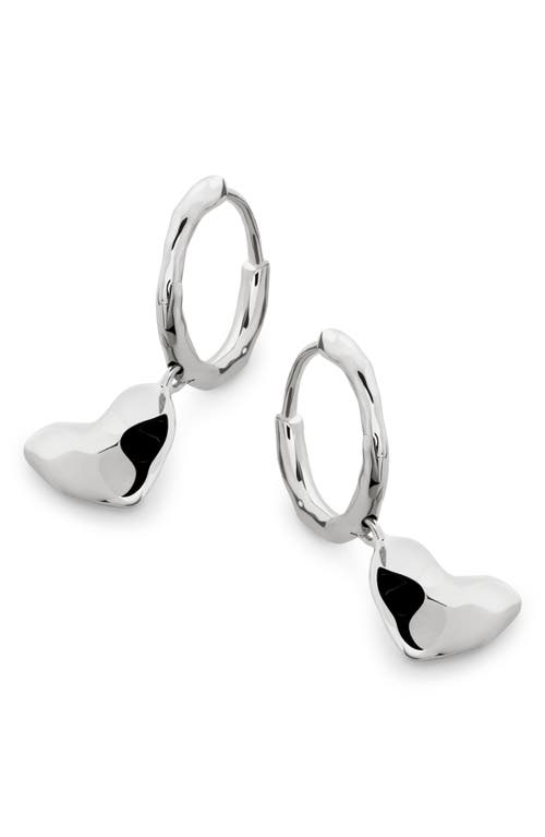 Monica Vinader Heart Drop Huggie Hoop Earrings In Sterling Silver
