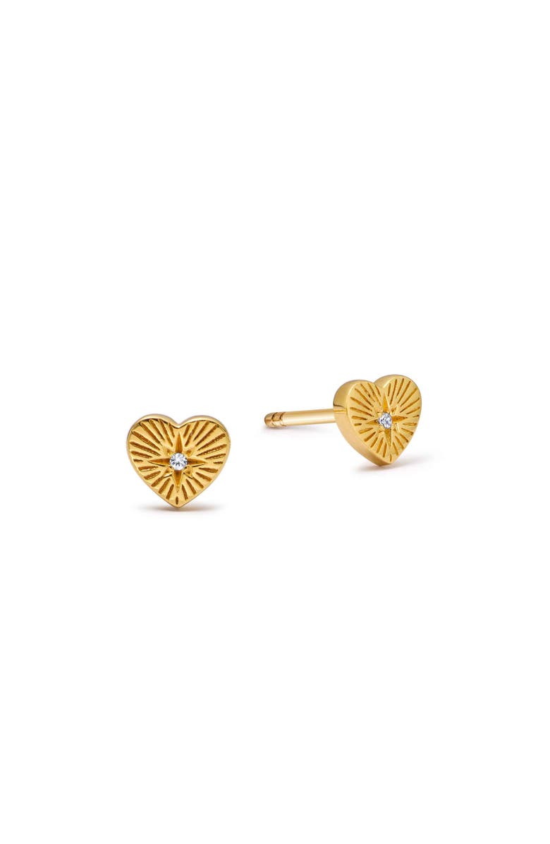 Astley Clarke Gold Biography Heart Stud Earrings, Main, color, Gold