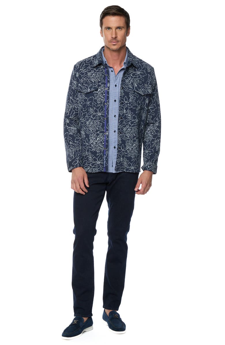 Robert Graham Kohan Quilted Knit Shirt Jacket, Alternate, color, Navy