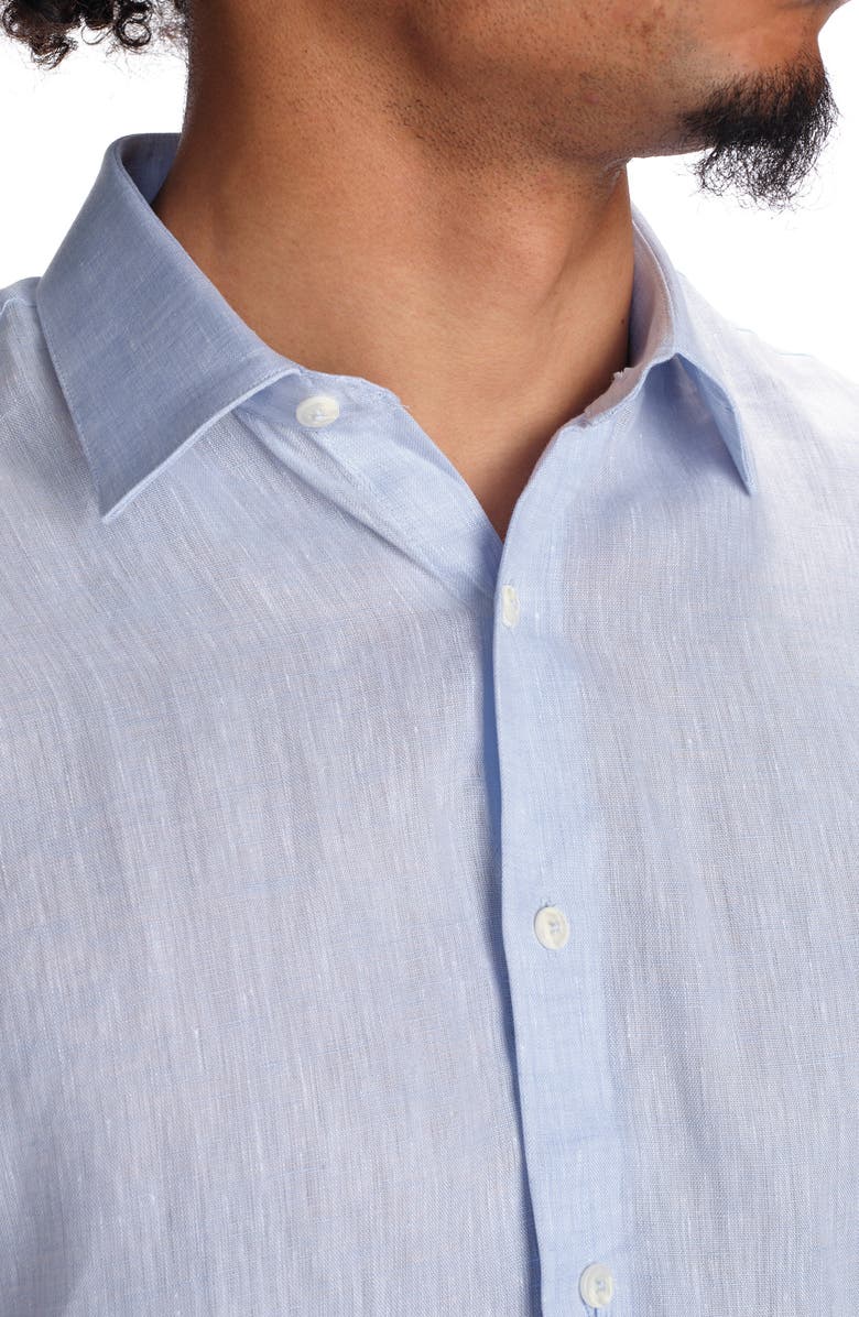 STUDIO GARNET LOS ANGELES Linen Long Sleeve Button-Down Shirt, Alternate, color, Lake