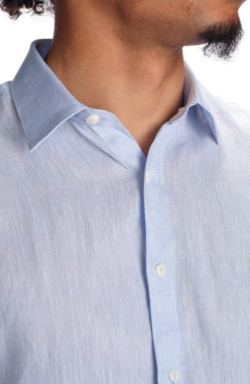 Studio Garnet Los Angeles Linen Long Sleeve Button-down Shirt In Lake
