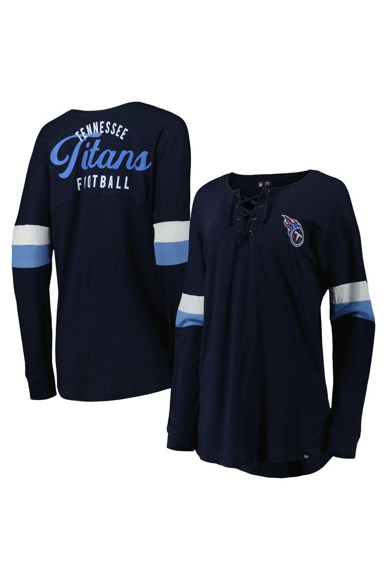 Women's New Era  Navy Tennessee Titans Athletic Varsity Lightweight Lace-Up Long Sleeve T-Shirt, Main, color, Navy
