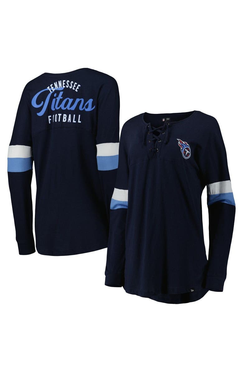 New Era Women's New Era Navy Tennessee Titans Athletic Varsity Lightweight Lace-Up Long Sleeve T-Shirt, Main, color, Navy