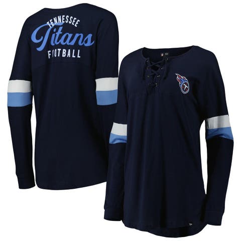 Women's New Era  Navy Tennessee Titans Athletic Varsity Lightweight Lace-Up Long Sleeve T-Shirt