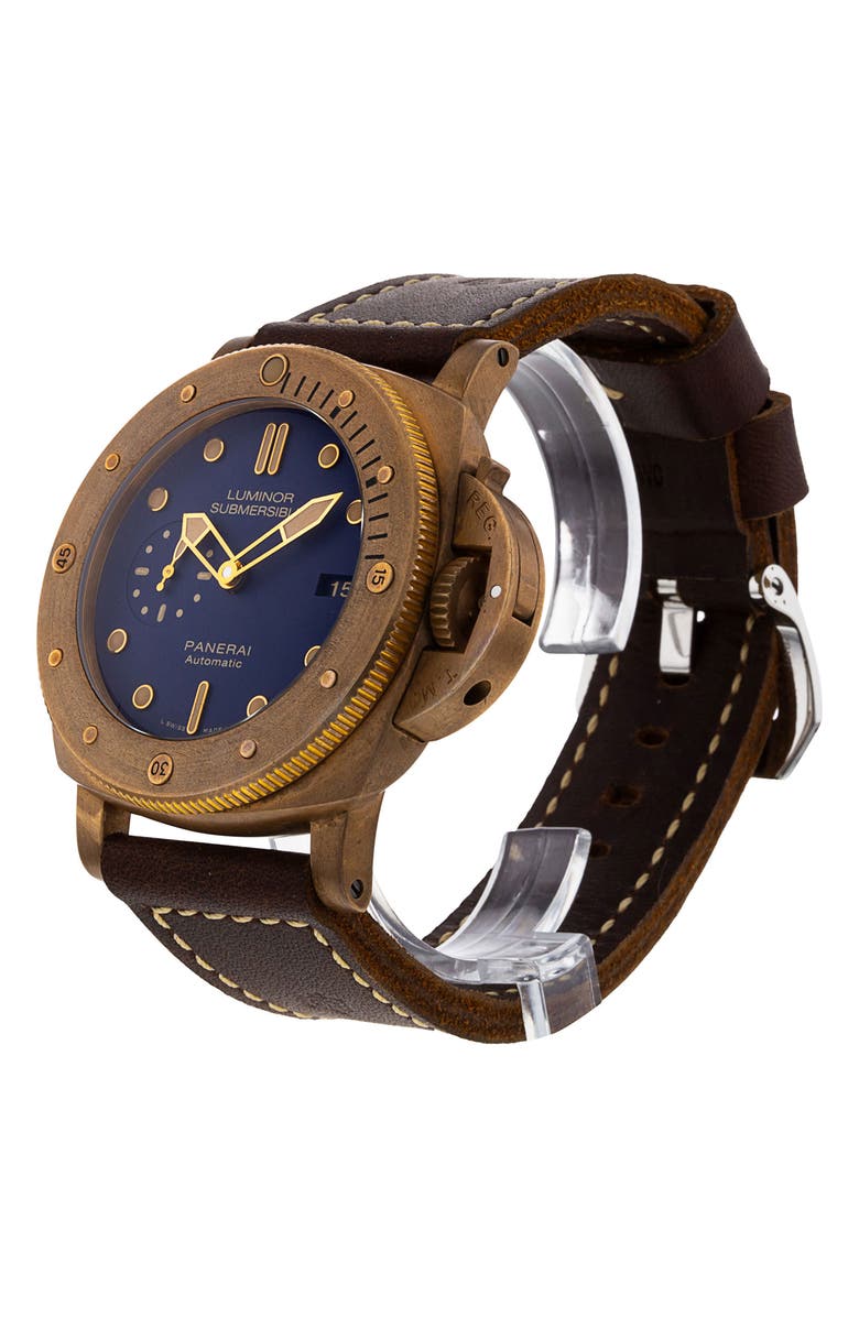 Watchfinder & Co. Panerai Preowned Luminor Submersible Leather Strap Watch, 47mm, Alternate, color, 