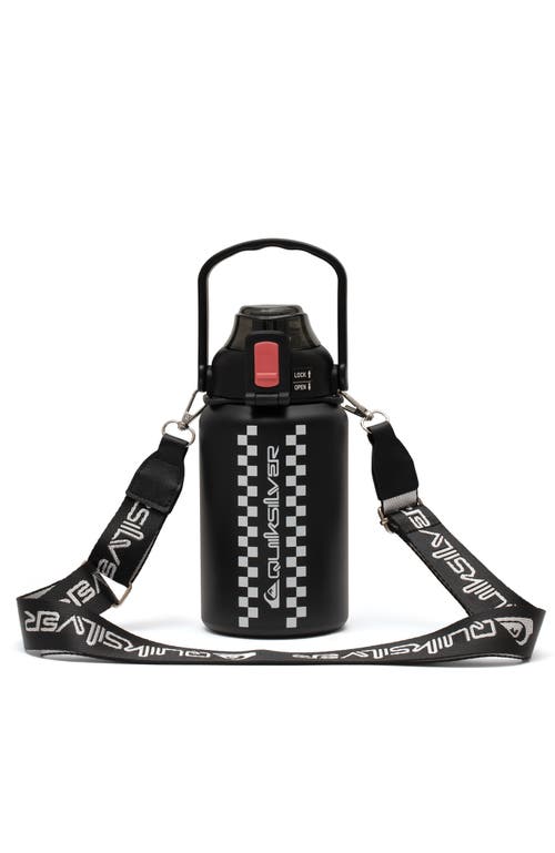 Quiksilver Ventura Double Walled Insulated 30oz Stainless Steel Tumbler With Cross Body Strap In Black