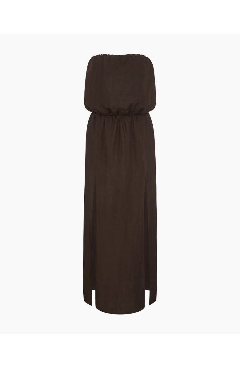 Onia Air Linen High Slit Maxi Dress, Alternate, color, Espresso