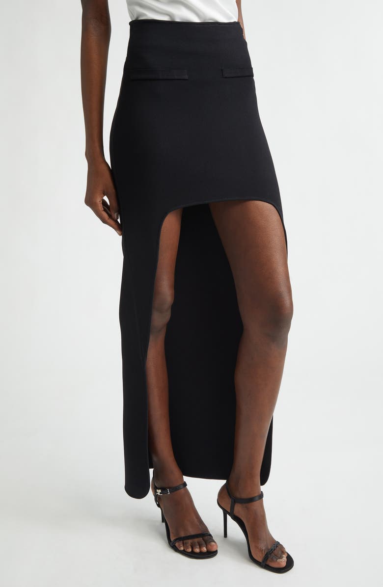 Courrèges Asymetric Knit Skirt, Alternate, color, Black