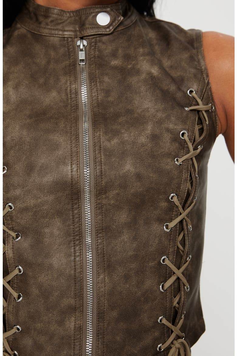 Ceejay Faux Leather Top, Alternate, color, BROWN