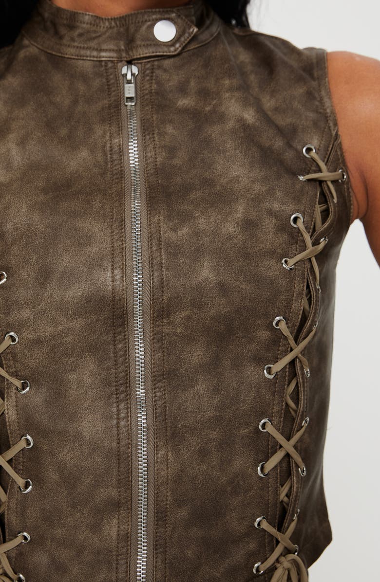 Princess Polly Ceejay Faux Leather Top, Alternate, color, Brown