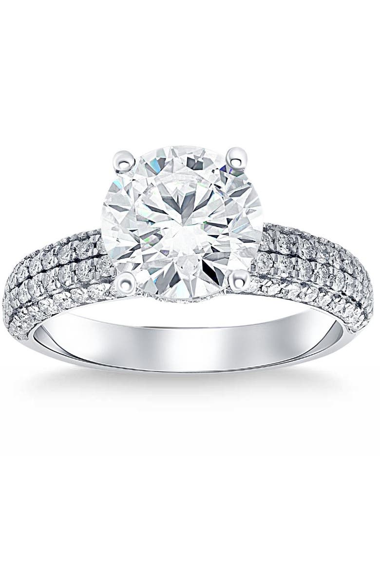 Certified 3.66Ct Micro Pave Diamond Engagement Ring 10k Gold Lab Grown, Main, color, 10k White Gold