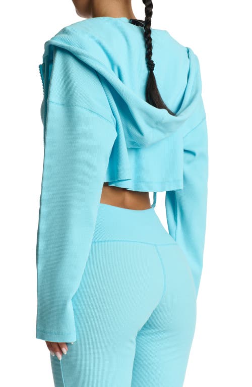 Naked Wardrobe Thermal Oversize Crop Hoodie In Baby Blue