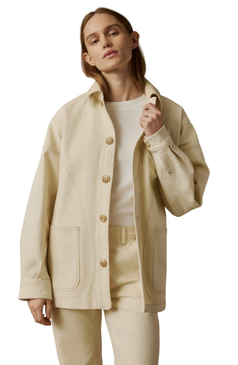 Faherty Sunwashed Canvas Chore Jacket, Alternate, color, Sea Salt