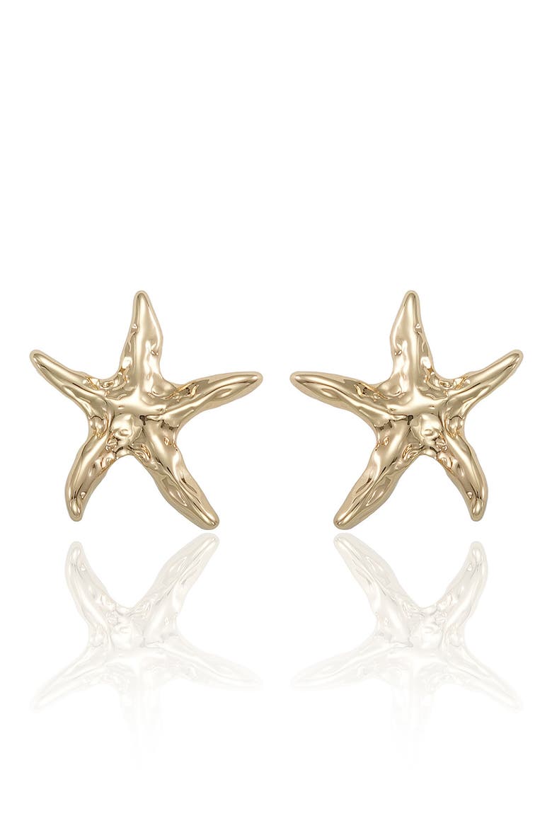 Starfish Stud Earrings, Alternate, color, GOLD