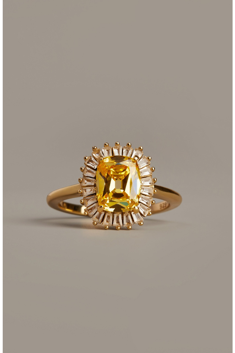 Lab Grown Yellow Canary Alexandra Ring, Alternate, color, Yellow Gold Vermeil