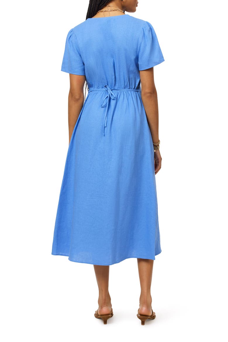 V-Neck Linen Blend Dress, Alternate, color, REGATTA
