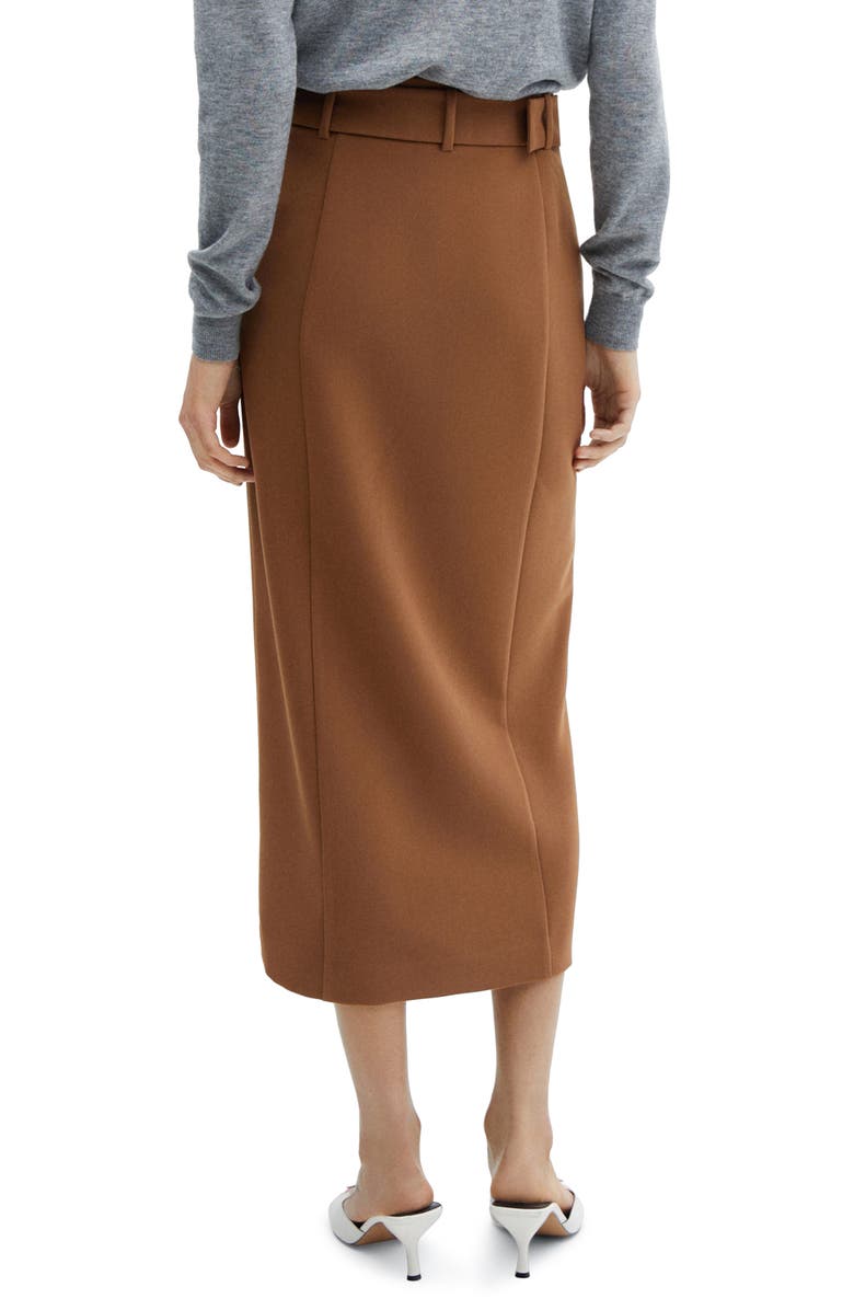 MANGO Belted Front Slit Midi Skirt, Alternate, color,
