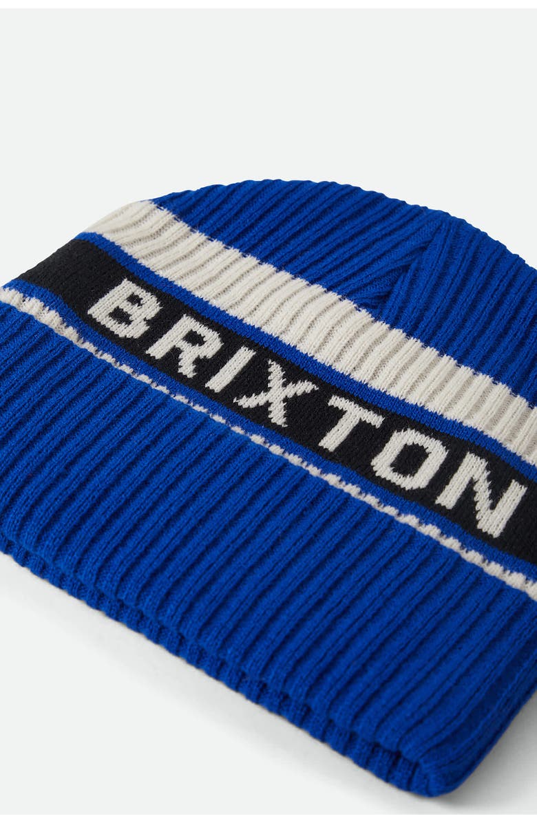 Brixton Rainier Stripe Logo Beanie, Alternate, color, Royal/ White/ Black