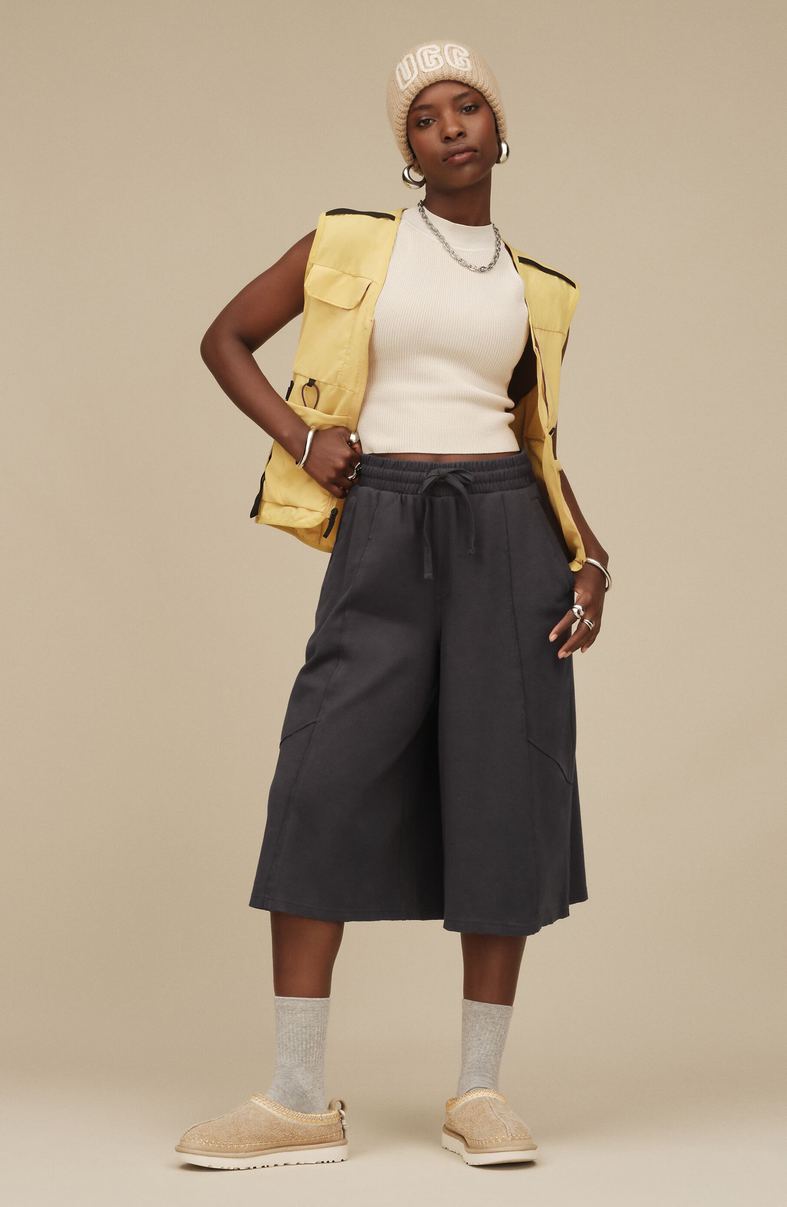 UGG<sup>®</sup> Tasman Biarritz Genuine Shearling Lined Slipper, Alternate, color, Mustard Seed