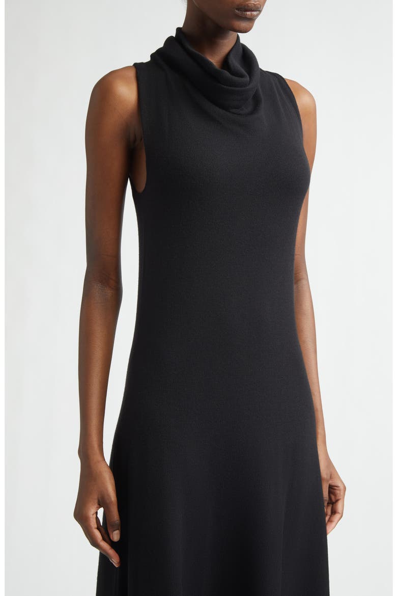 Cowl Neck Piqué Knit Wool Blend Dress, Alternate, color, BLACK