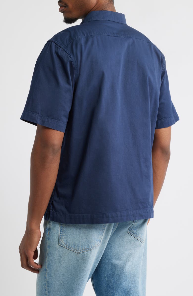 Service Works Logo Cotton Camp Shirt, Alternate, color, Navy