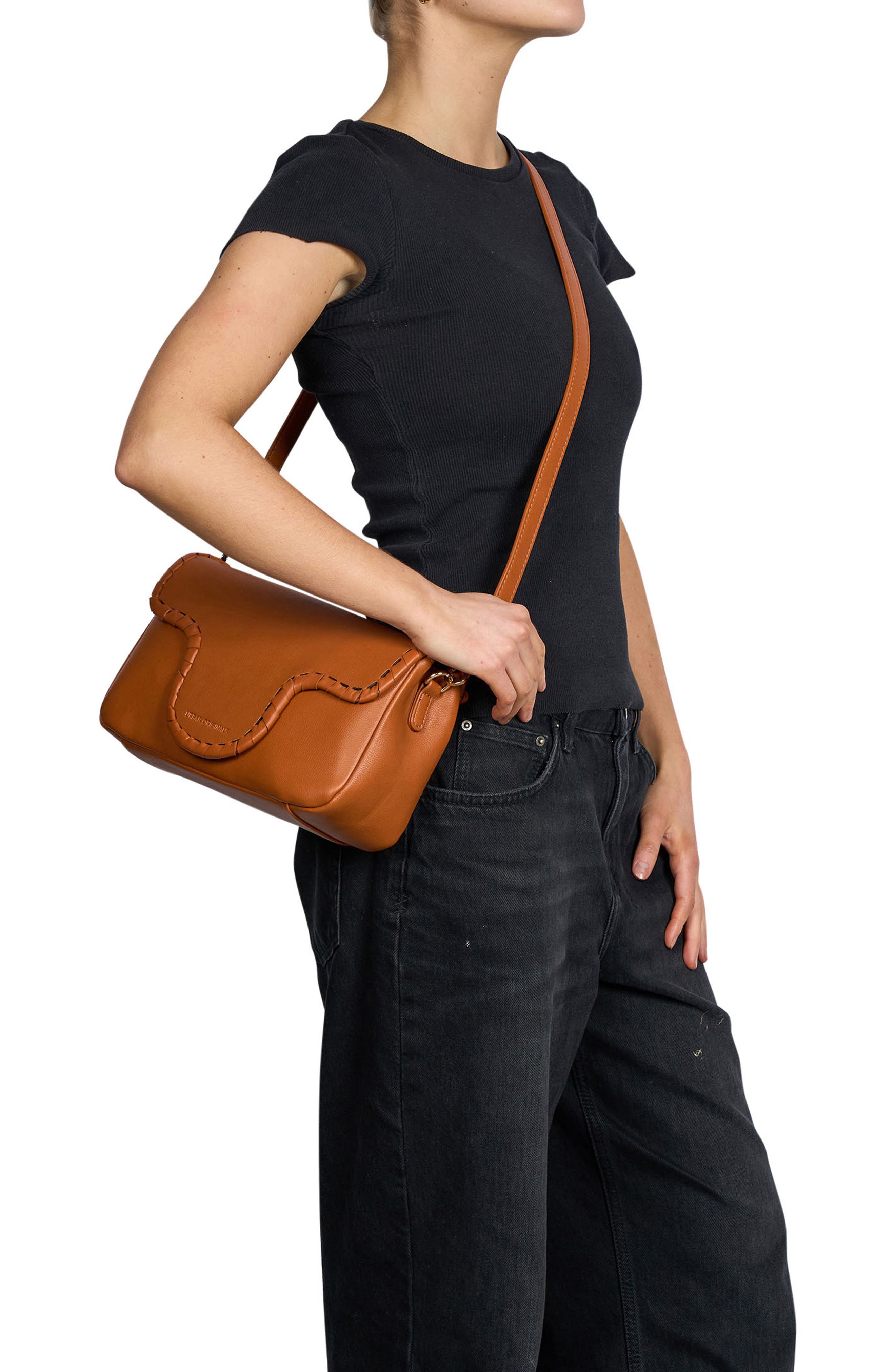 Misty Vegan Leather Shoulder Bag, Alternate, color, TAN