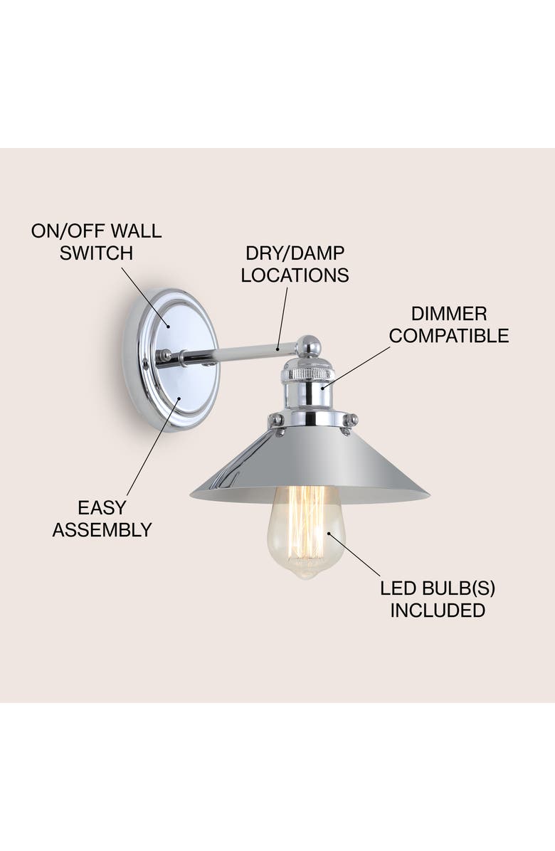 JONATHAN Y July Metal Shade Sconce, Alternate, color, Chrome