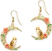 Bill Skinner Studio Owl in a Moon Drop Earrings