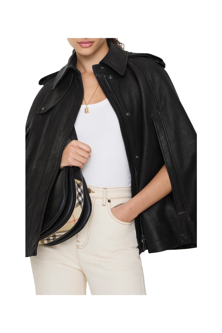 Leather Cape, Main, color, Black