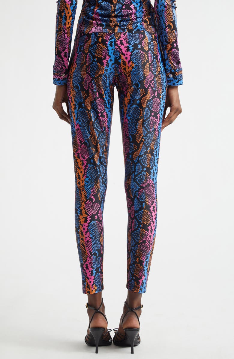 Versace Python Print Leggings, Alternate, color, Sky Pink Sapphire Autumn Spice
