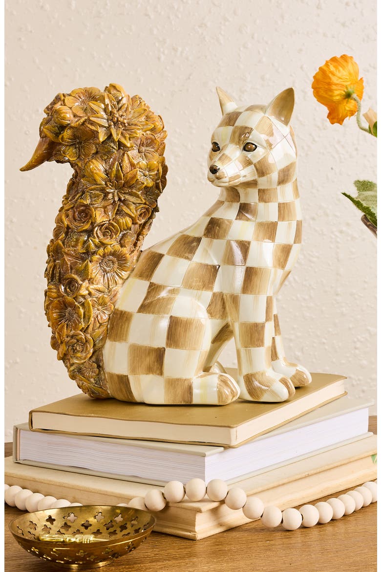 Mocha Check Fox Decoration, Alternate, color, BROWN