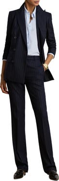 Lauren Ralph Lauren Pinstripe Wool Twill Straight Leg Pants