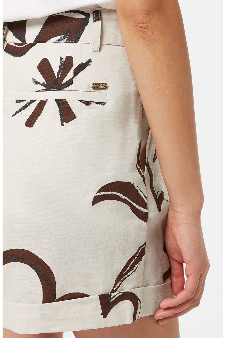 High Waist Cotton & Linen Shorts, Alternate, color, INKY SUN LINEN