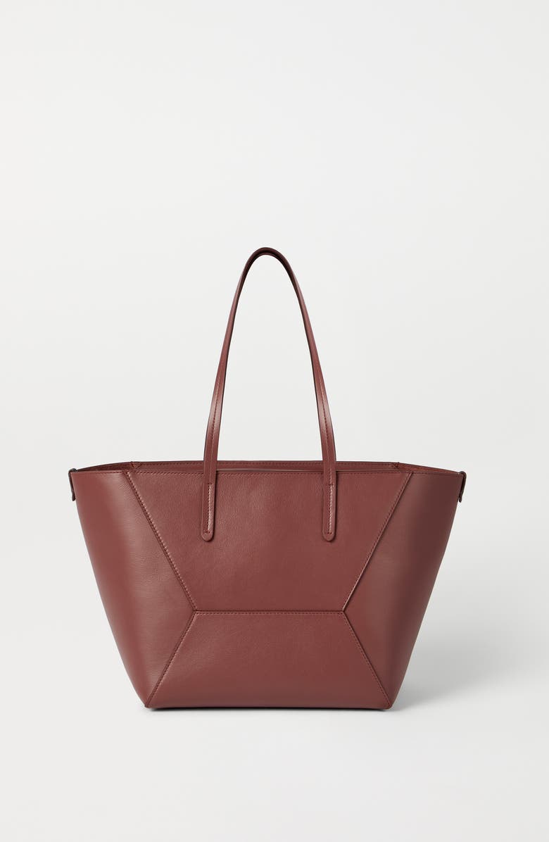 Brunello Cucinelli Calfskin small BC Duo bag, Alternate, color, Firebrick