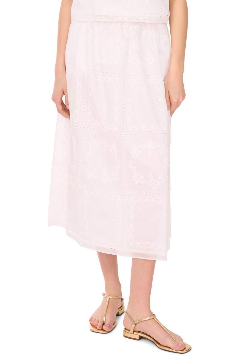 1.STATE Eyelet Midi Skirt, Main, color, Ultra White