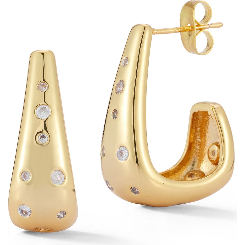 Chloe & Madison Chloe And Madison Cubic Zirconia Hoop Earrings In Gold