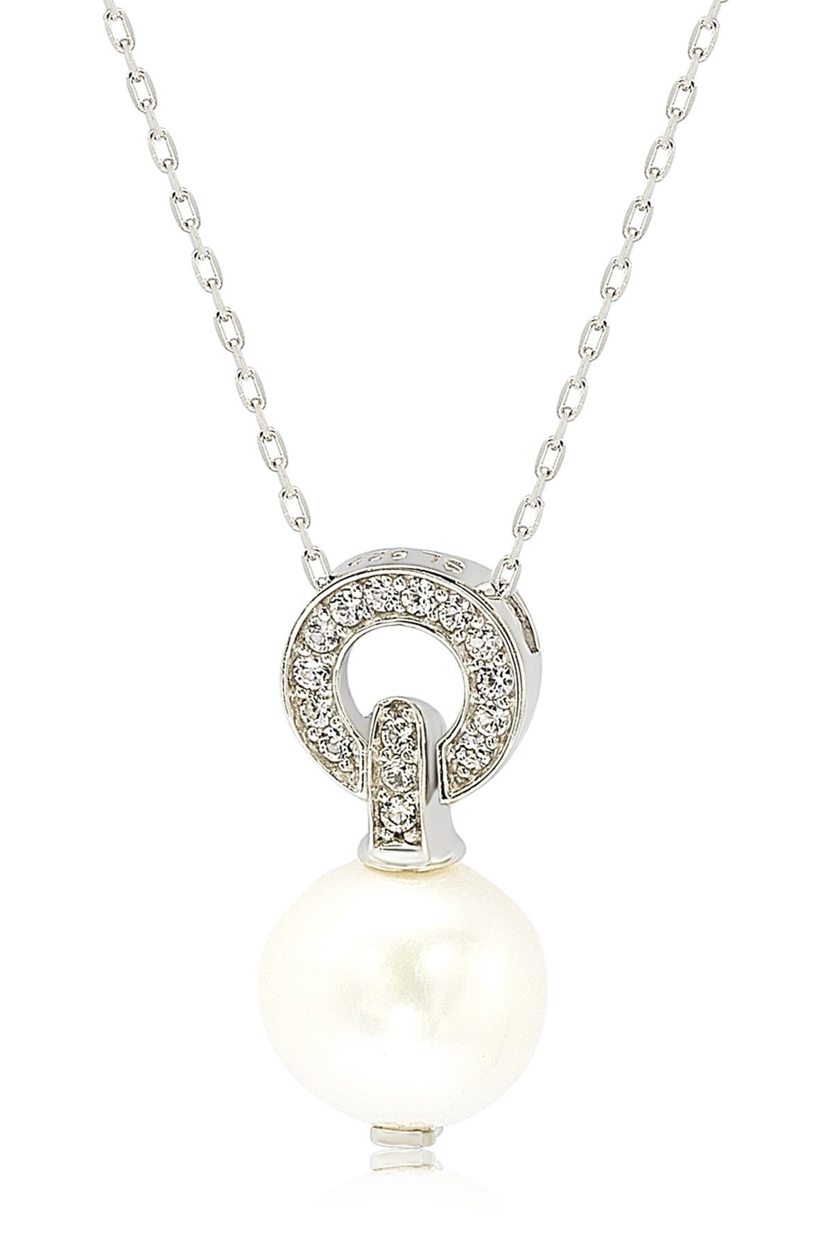 SUZY LEVIAN Sterling Silver 10mm Freshwater Pearl & Created Sapphire Pendant