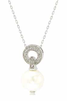 SUZY LEVIAN Sterling Silver 10mm Freshwater Pearl & Created Sapphire Pendant