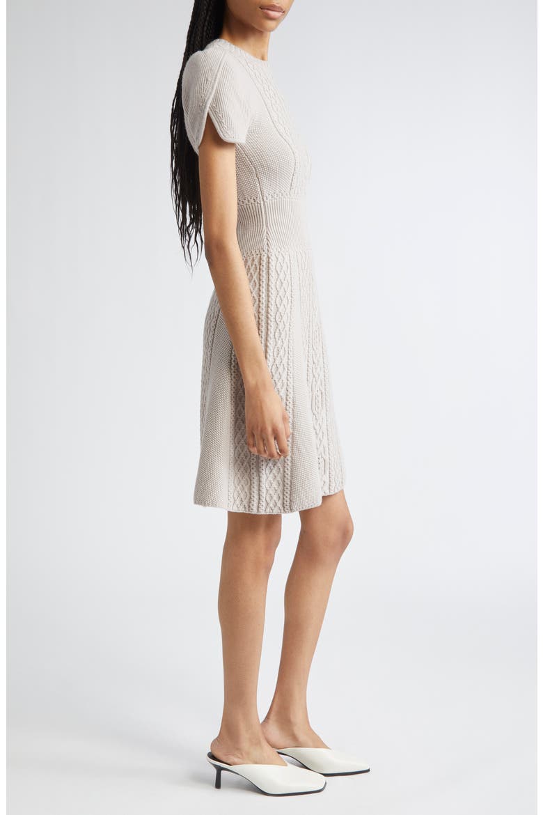Cable Stitch Wool Sweater Dress, Alternate, color, OYSTER