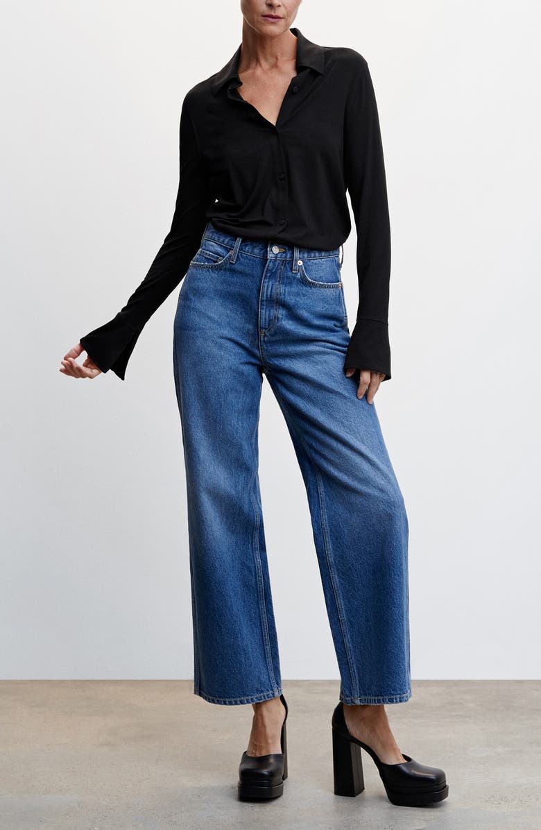 MANGO Long Sleeve Button-Up Top, Alternate, color,