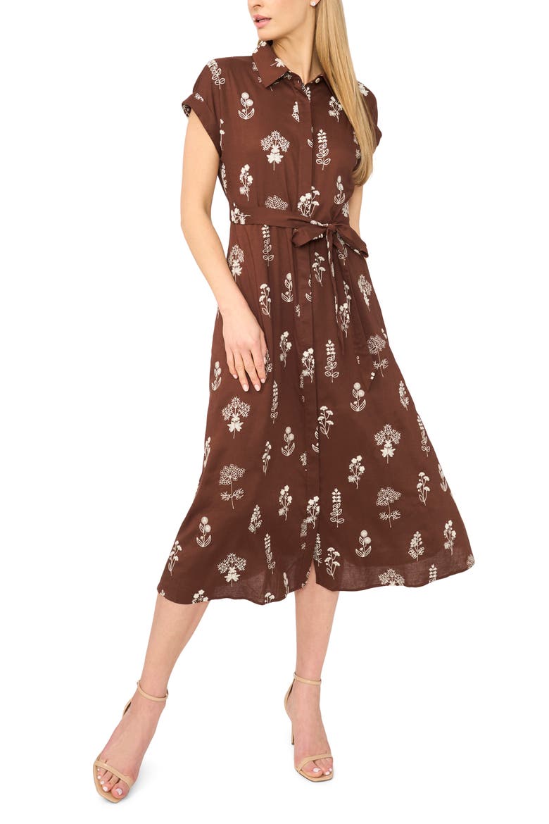 Brandi Tie Waist Midi Dress, Main, color, BITTER CHOCOLATE