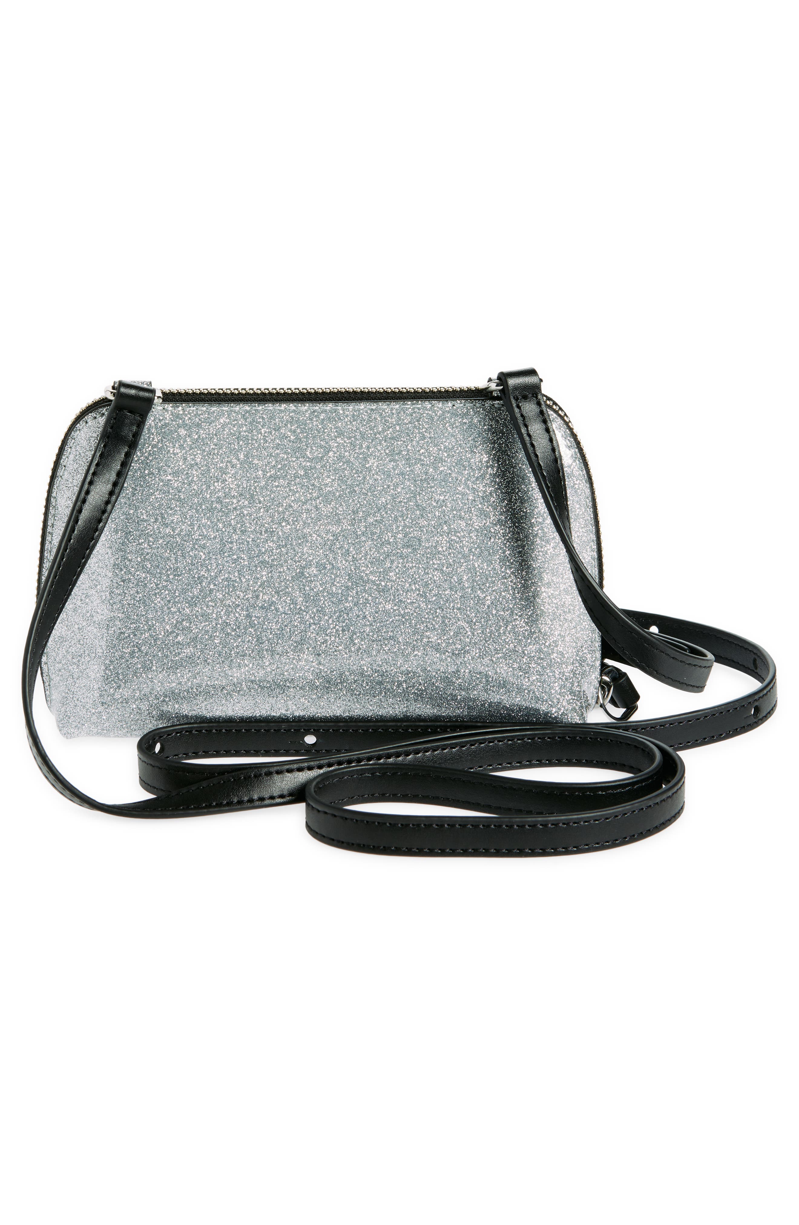 Glitter Crossbody Bag, Alternate, color, SILVER