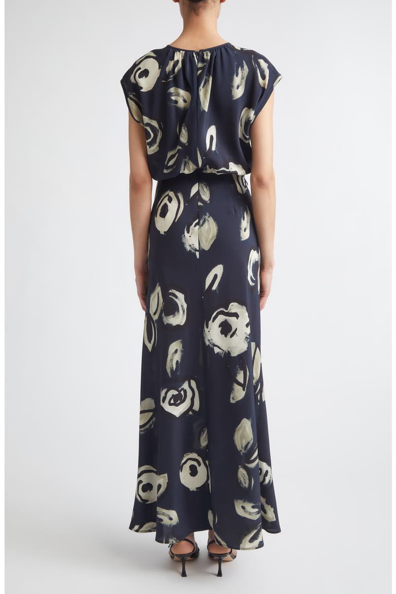 Floral Print Silk Maxi Dress, Alternate, color, ULTRAMARINE