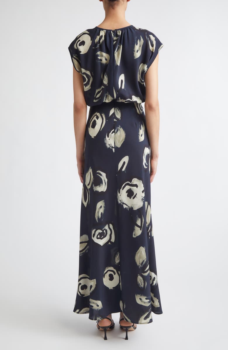Max Mara Floral Print Silk Maxi Dress, Alternate, color, Ultramarine