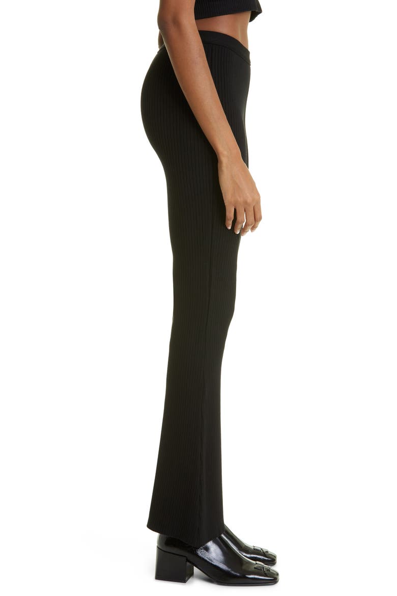 Rib Knit Flare Pants, Alternate, color, BLACK