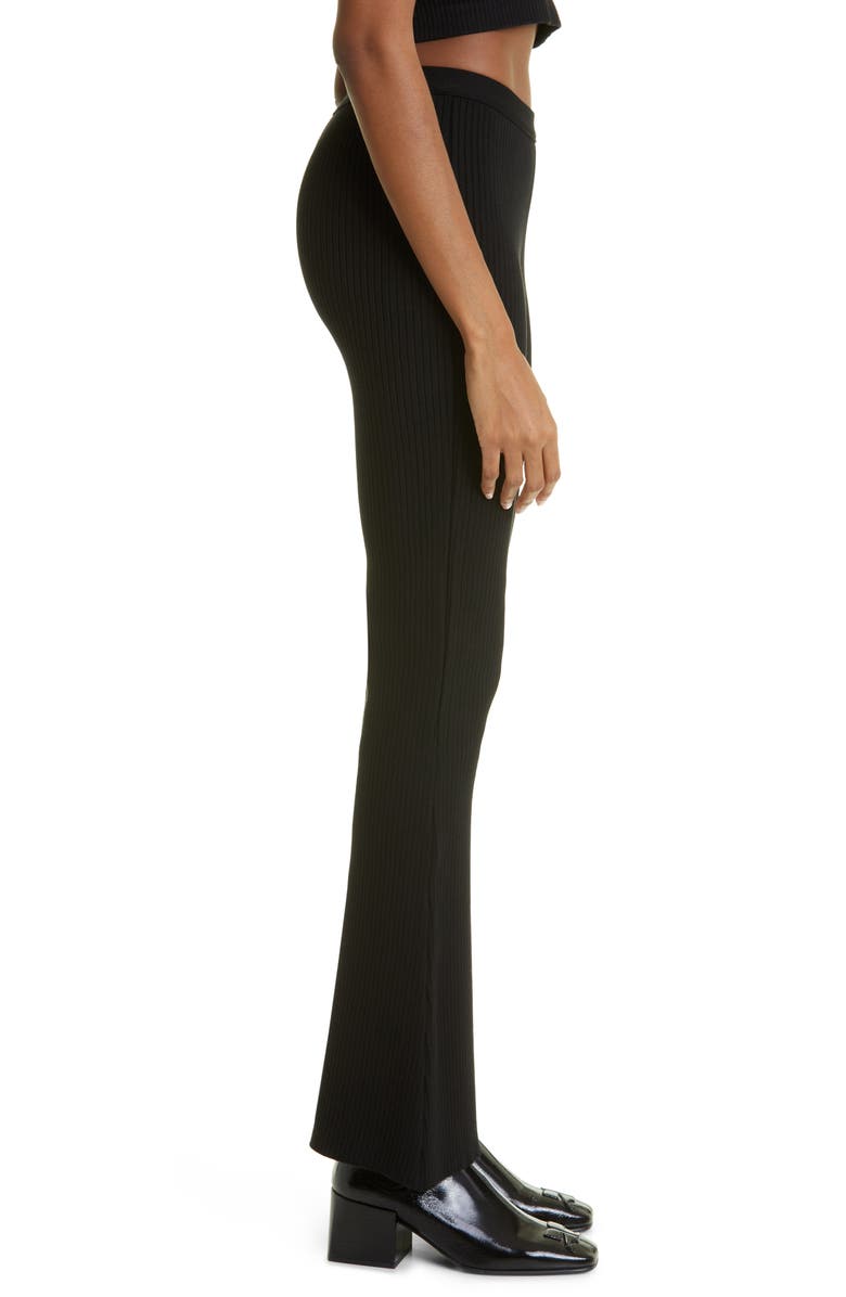 Courrèges Rib Knit Flare Pants, Alternate, color, Black