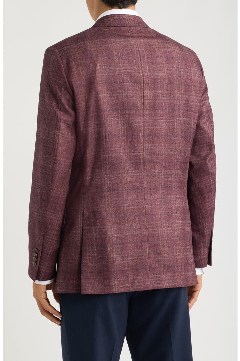 Flynn Classic Fit Red Glen Plaid Slub Wool & Silk Blend Sport Coat, Alternate, color, DARK RED